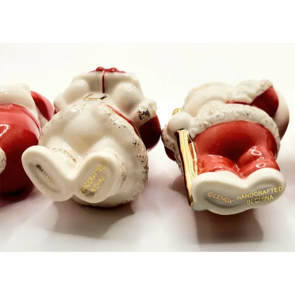 Lenox Standabouts Santa Set of 5 Porcelain Christmas Ornaments 6339428 Box